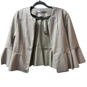 DO+BE Tan Faux Leather Bell Sleeve Peplum Jacket NWT Size L R14823